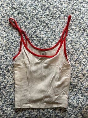 Urban Outfitters White and Red Fitted Tank